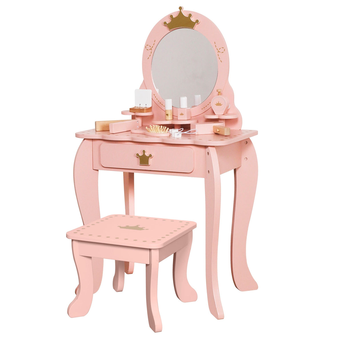 Tocador de Madera Juguete Montessori con Banco y Accesorios W08H206B