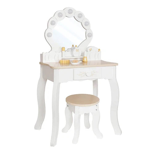 Tocador de Madera Juguete Montessori con Luz y Banco W08H222