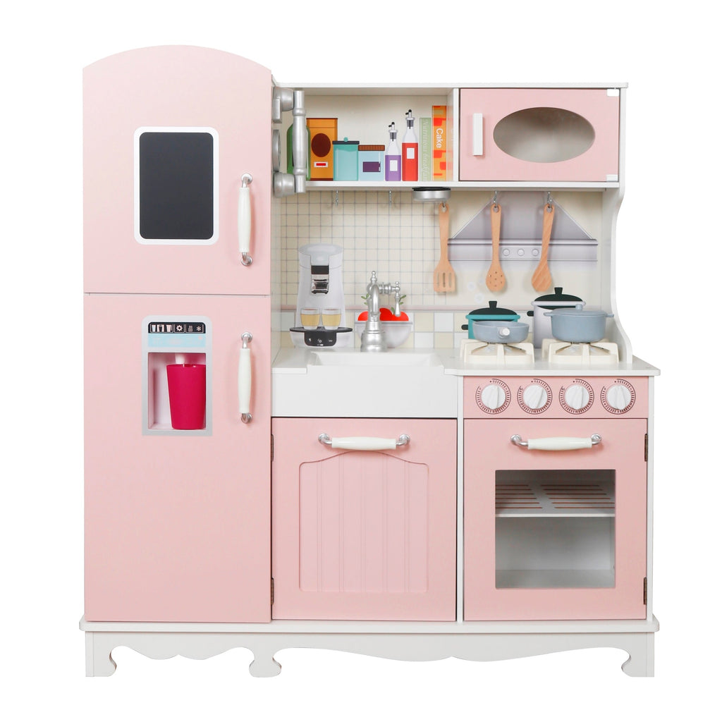 Cocinita de Madera Juguete Montessori con Set de Ollas y Luz W10C409I