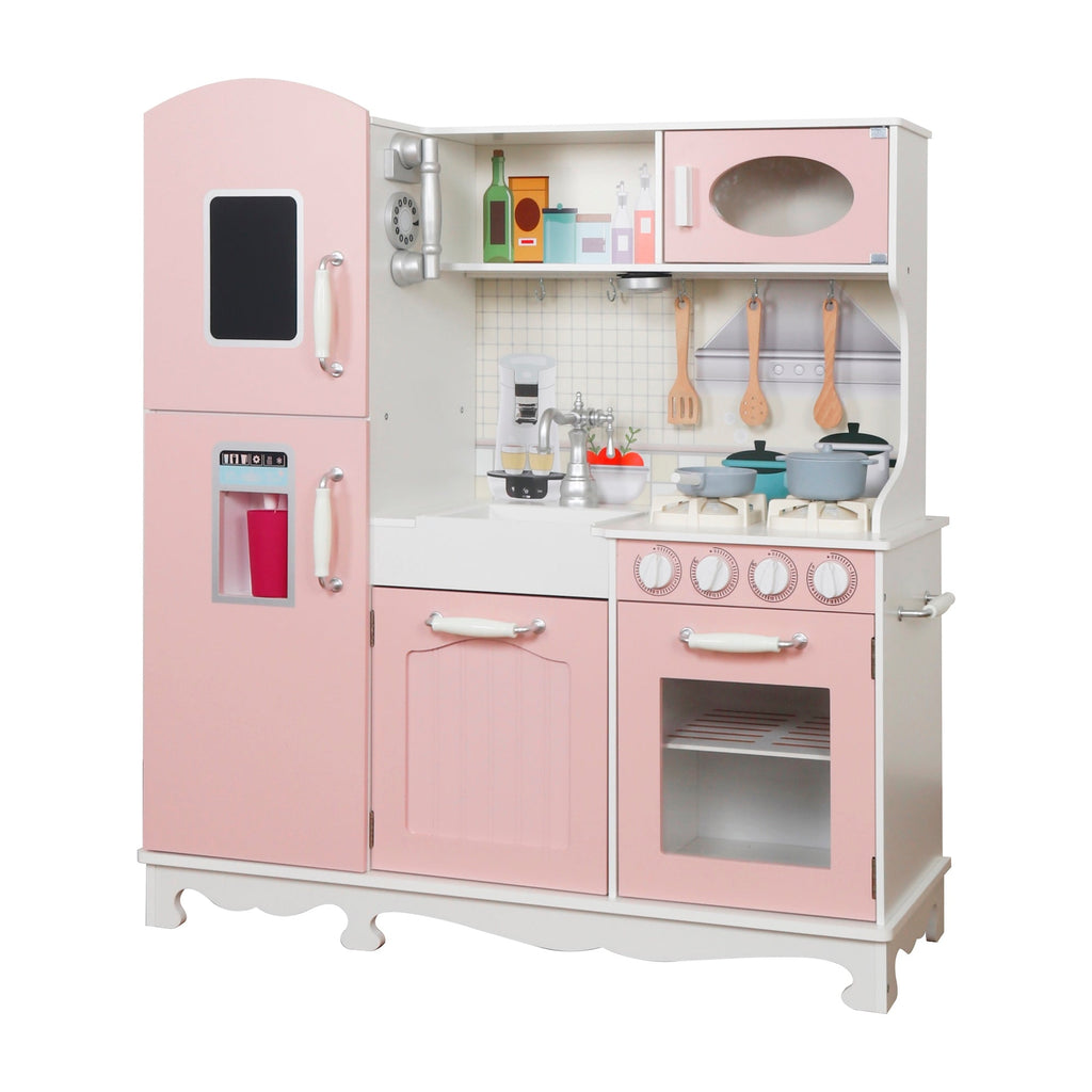 Cocinita de Madera Juguete Montessori con Set de Ollas y Luz W10C409I
