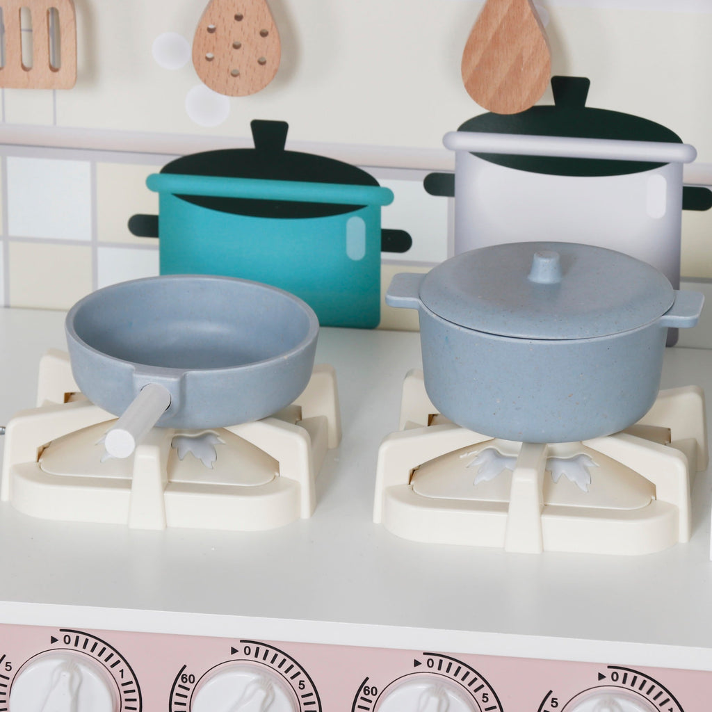 Cocinita de Madera Juguete Montessori con Set de Ollas y Luz W10C409I