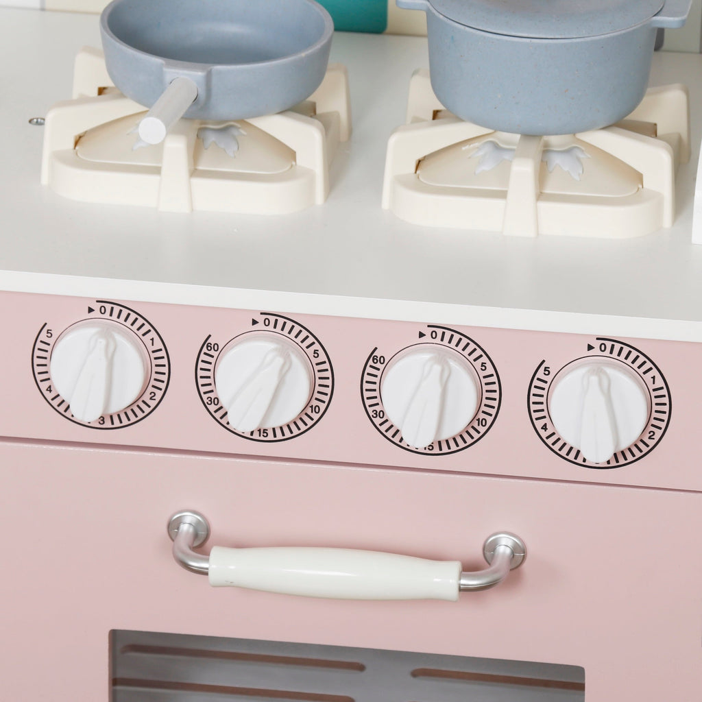 Cocinita de Madera Juguete Montessori con Set de Ollas y Luz W10C409I