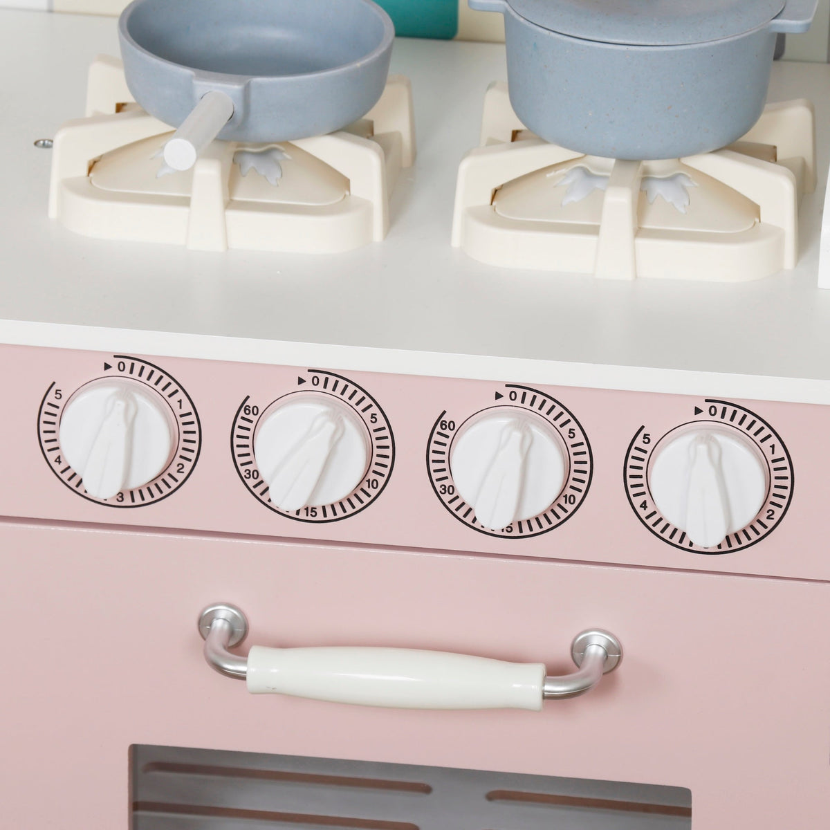Cocinita de Madera Juguete Montessori con Set de Ollas y Luz W10C409I