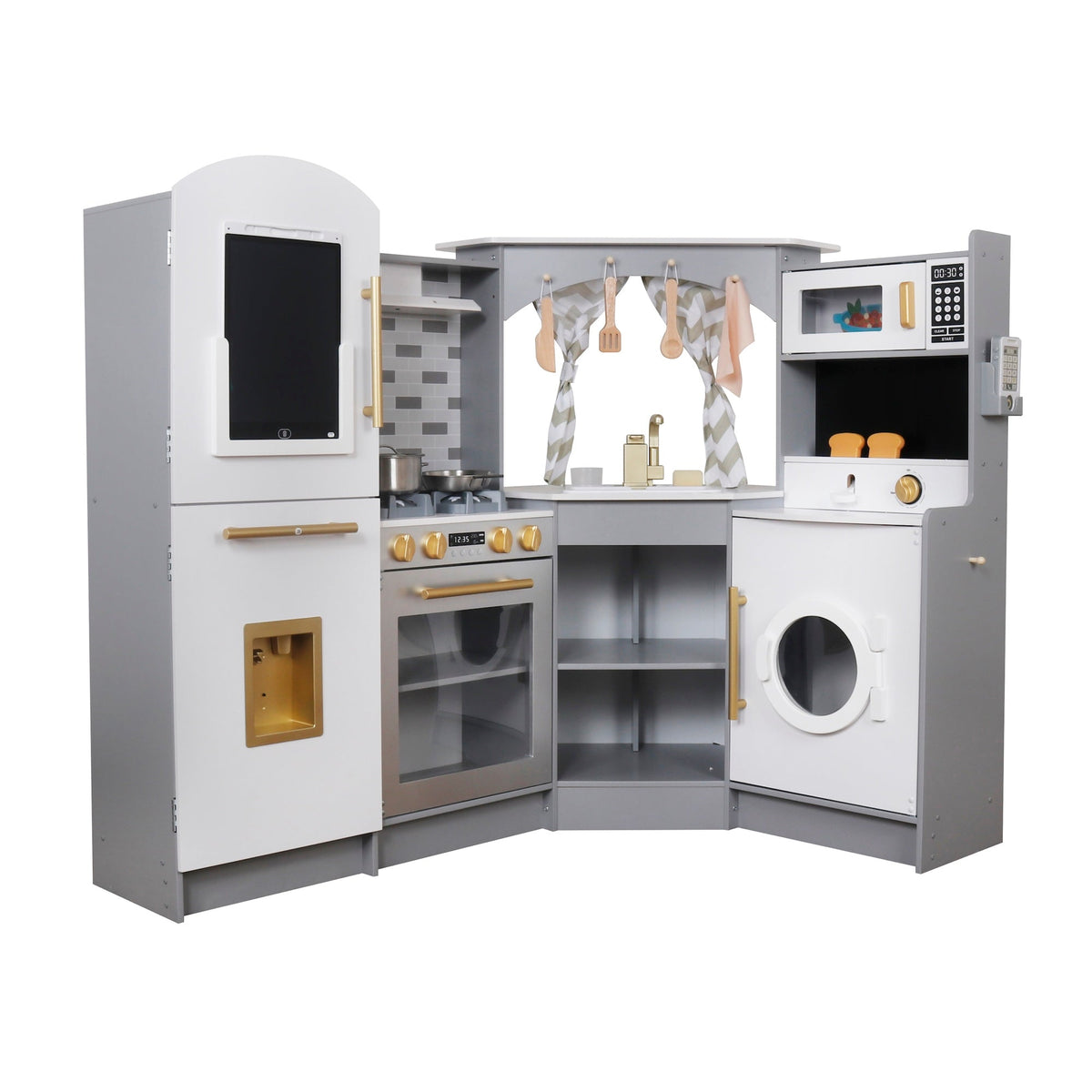 Mega Cocinita de Madera Juguete Montessori con Pantalla LCD y 6 Funciones W10C933C