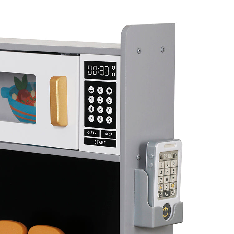 Mega Cocinita de Madera Juguete Montessori con Pantalla LCD y 6 Funciones W10C933C