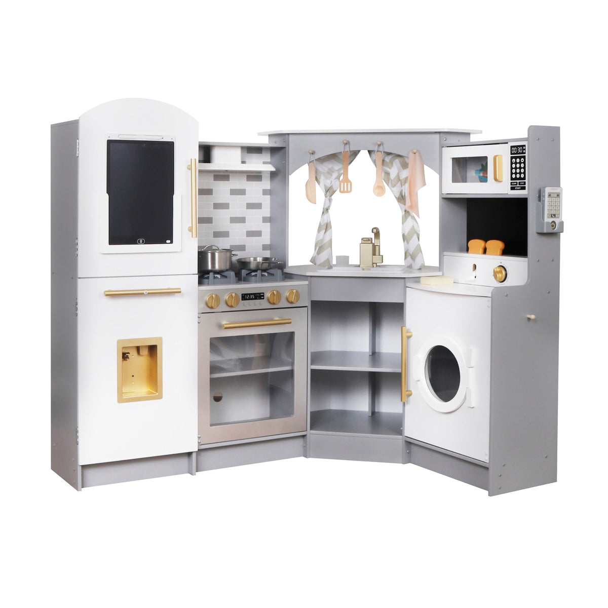 Mega Cocinita de Madera Juguete Montessori con Pantalla LCD y 6 Funciones W10C933C