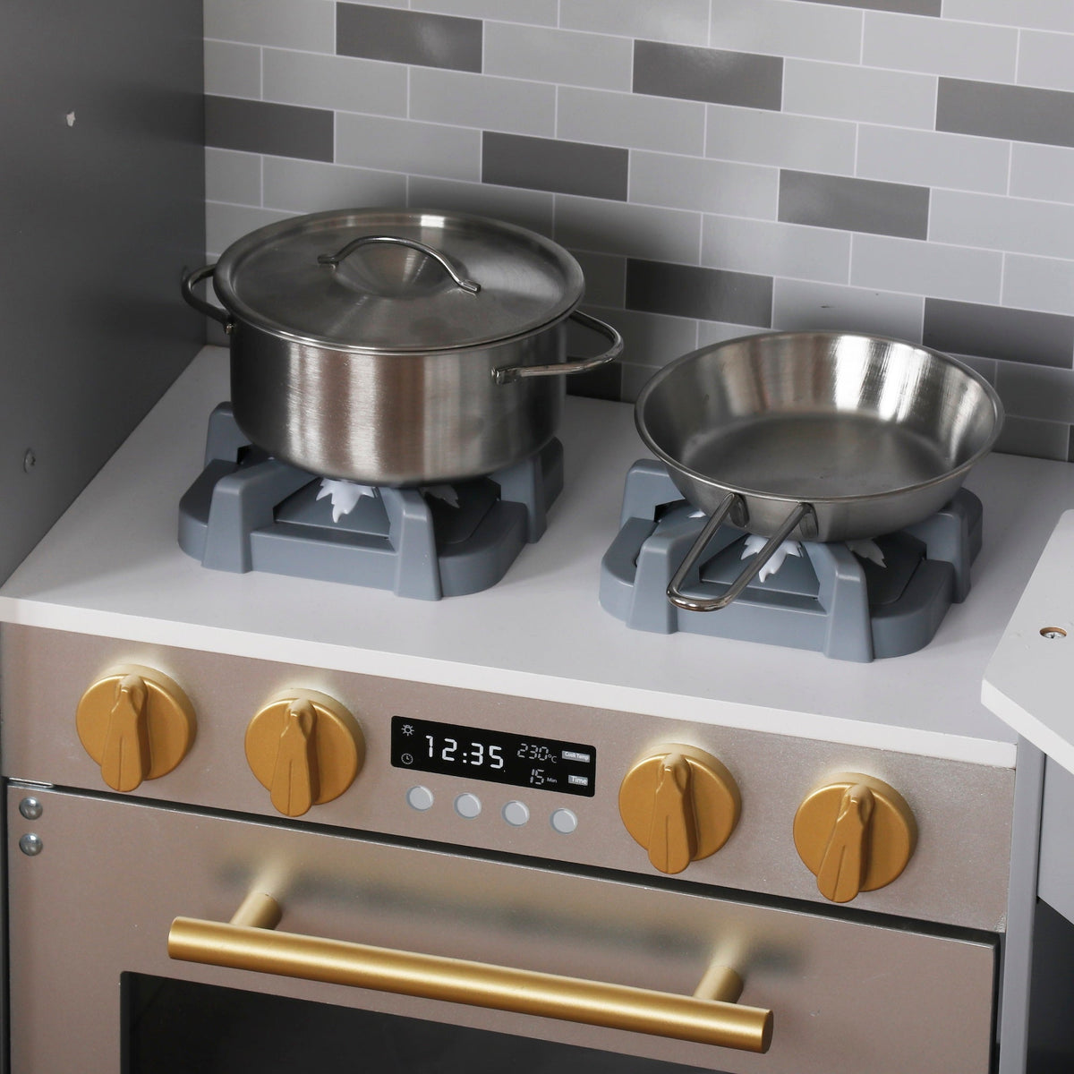 Mega Cocinita de Madera Juguete Montessori con Pantalla LCD y 6 Funciones W10C933C