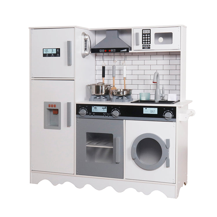 Cocinita Premium de Madera Juguete Montessori con 7 Funciones Electrónicas W10C991