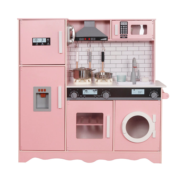 Cocinita Premium de Madera Juguete Montessori con 7 Funciones (Rosa) W10C991B