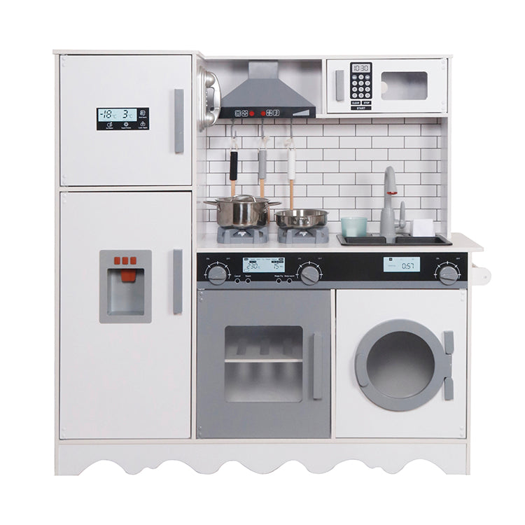 Cocinita Premium de Madera Juguete Montessori con 7 Funciones Electrónicas W10C991