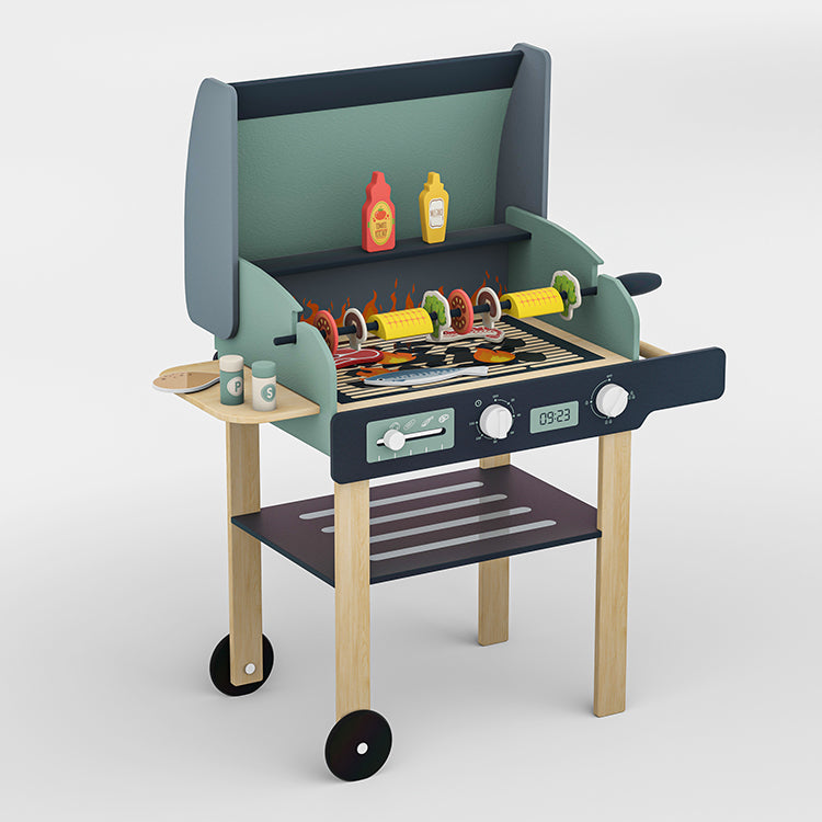 Parrilla BBQ de Madera Juguete Montessori con Accesorios W10D879