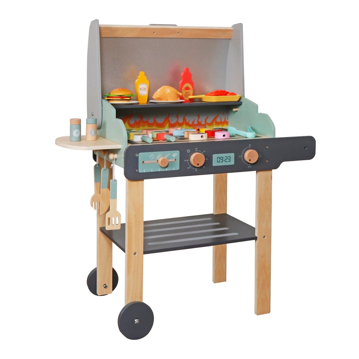 Parrilla BBQ de Madera Juguete Montessori con Accesorios W10D879