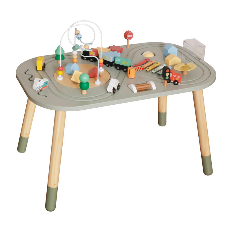 Mesa de Actividades de Madera Juguete Montessori con Laberinto de Cuentas W11B318B