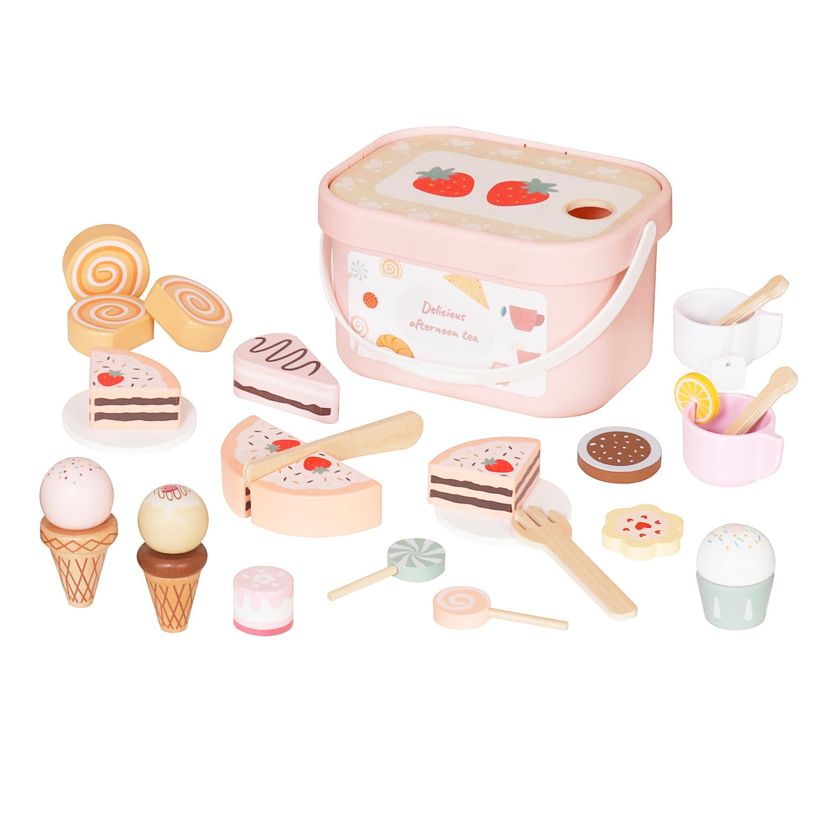 Set de Té de la Tarde de Madera Juguete Montessori W12F306
