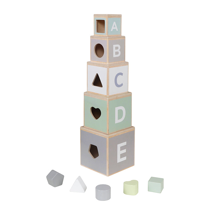 Torre de Apilamiento de Cubos de Madera Montessori W13D486